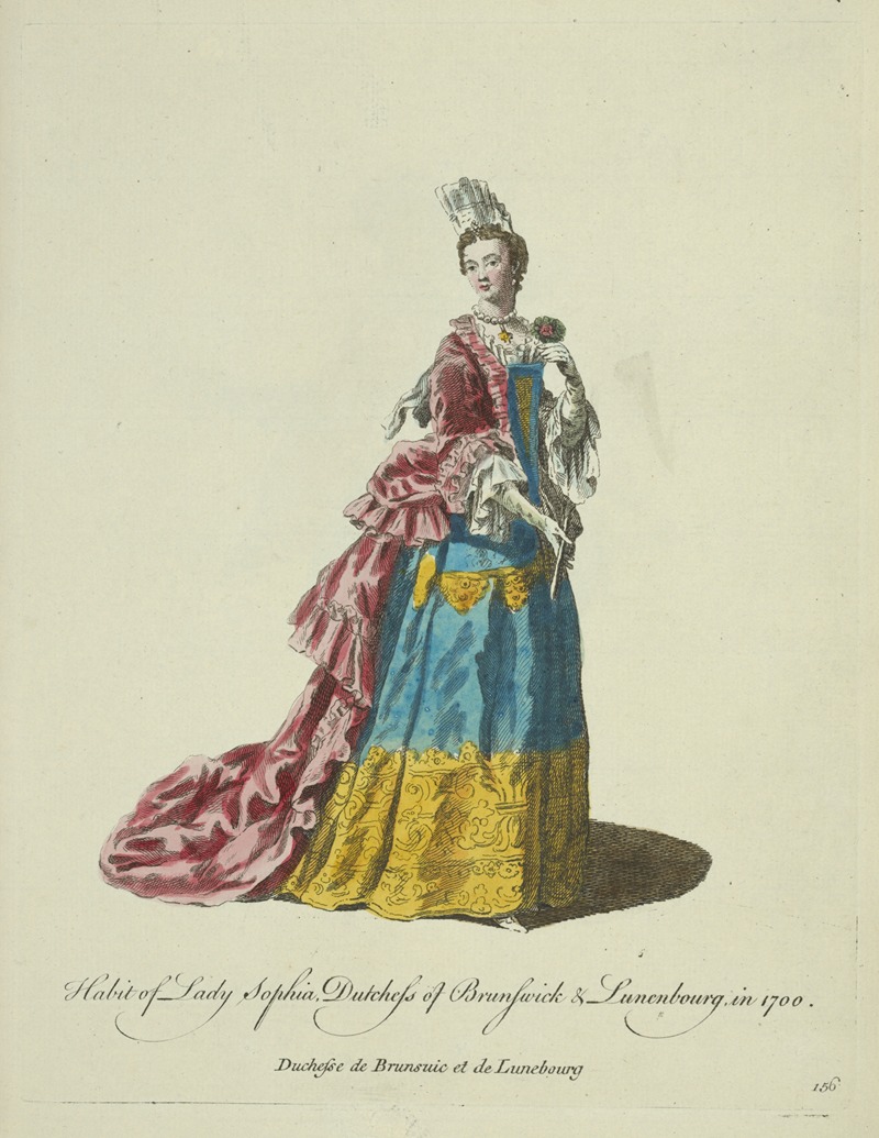 Charles Grignion - Habit of lady Sophia, Dutchess of Brunswick & Lunenbourg in 1700. Duchesse de Brunsuic et de Lunebourg.