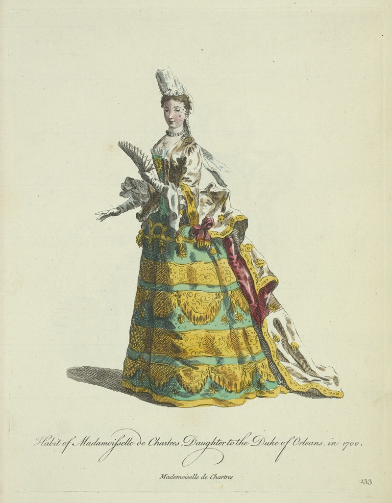 Charles Grignion - Habit of madamoiselle de Chartres, daughter to the Duke of Orleans in 1700. Mademoiselle de Chartres.