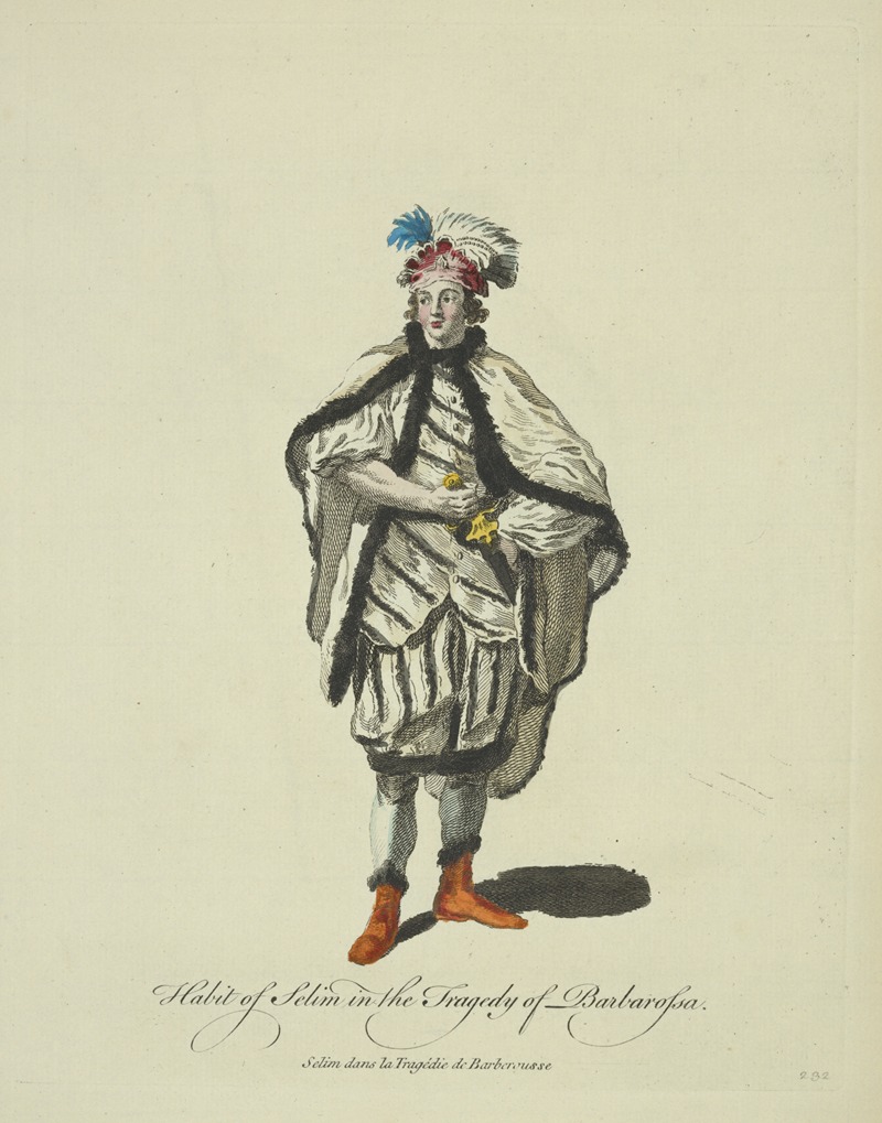 Charles Grignion - Habit of Selim in the Tragedy of Barbarossa. Selim dans la Tragédie de Barberousse.