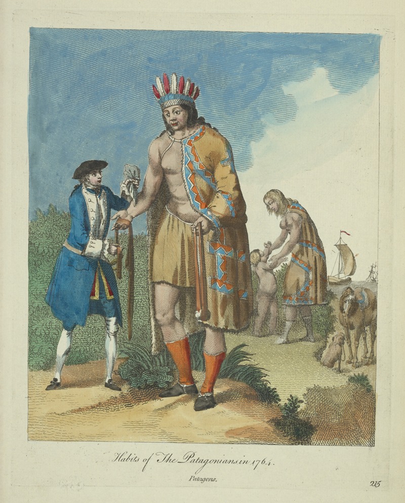 Charles Grignion - Habit of the Patagonians in 1764. Patagons.