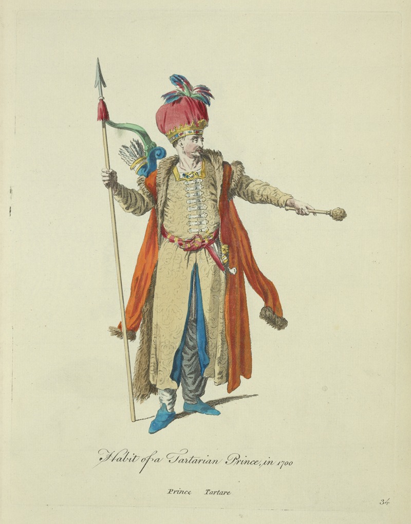 Charles Grignion - Habit of the Tartarian prince, in 1700. Prince Tartare.