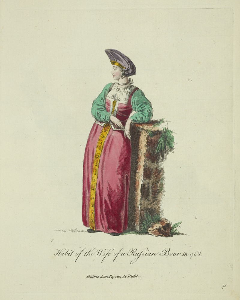 Charles Grignion - Habit of the wife of a Russian boor in 1768. Femme d’un paysan de Russe.