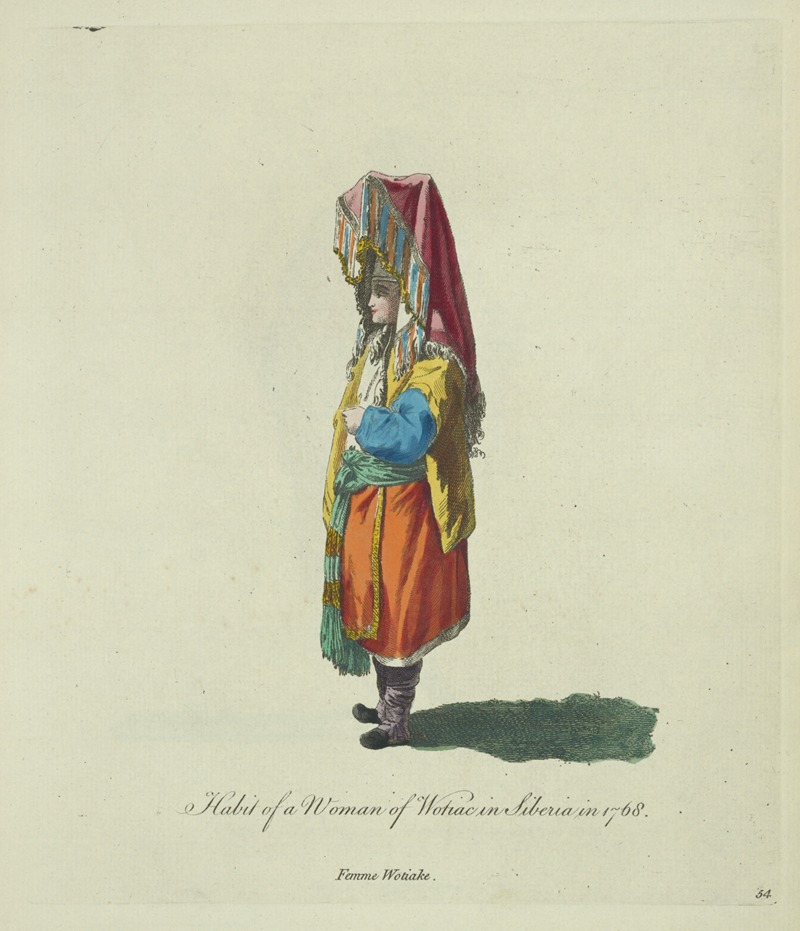 Charles Grignion - Habit of woman of Wotiac in Siberia in 1768. Femme Wotiake.