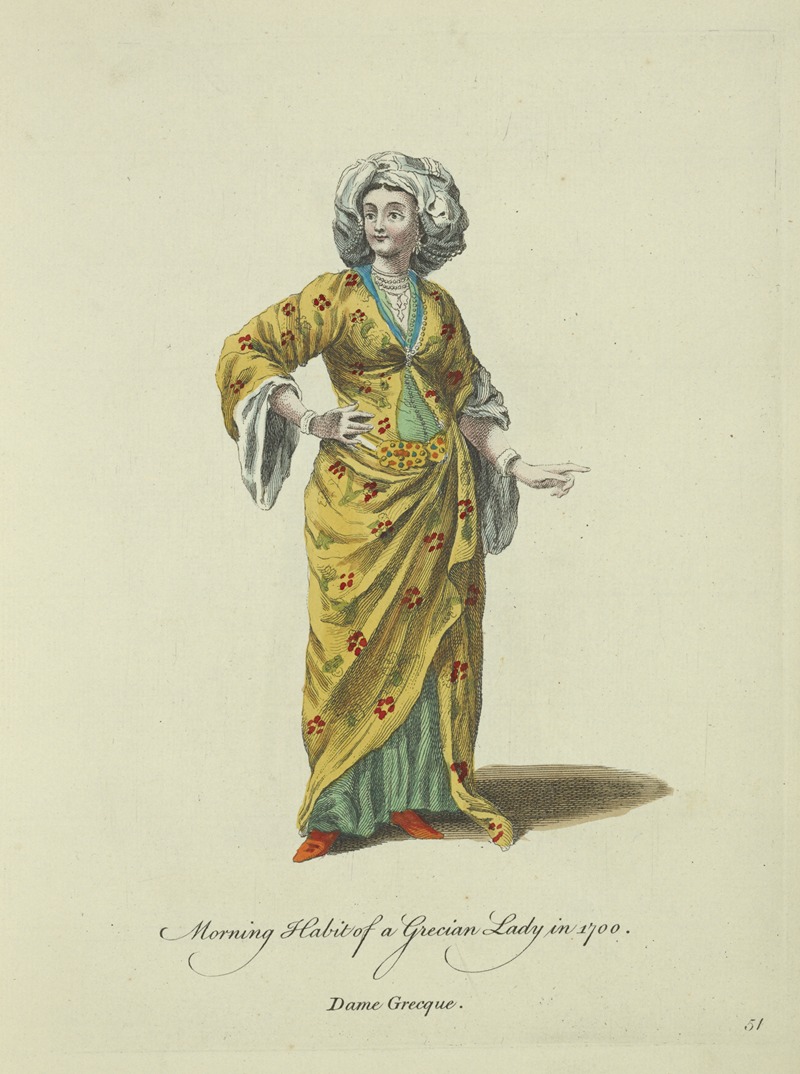 Charles Grignion - Morning habit of a Grecian lady in 1700. Dame Grecque.