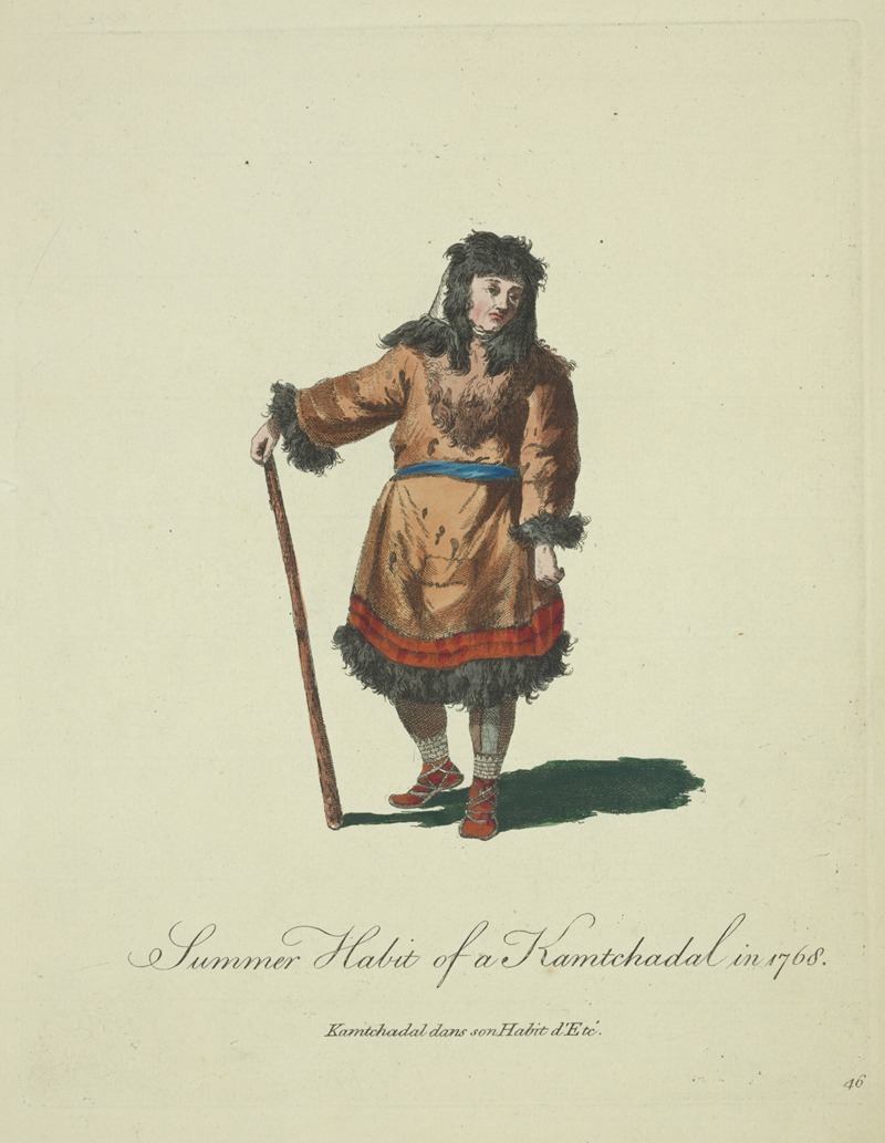 Charles Grignion - Summer habit of a Kamtchadal in 1768. Kamtchadal dans son habit d’Ete.