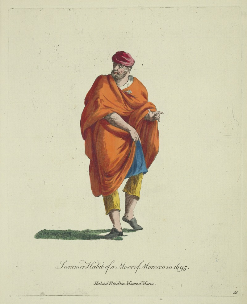 Charles Grignion - Summer habit of a Moor of Morocco in 1695. Habit d’eté d’un Maure d’Maroc.