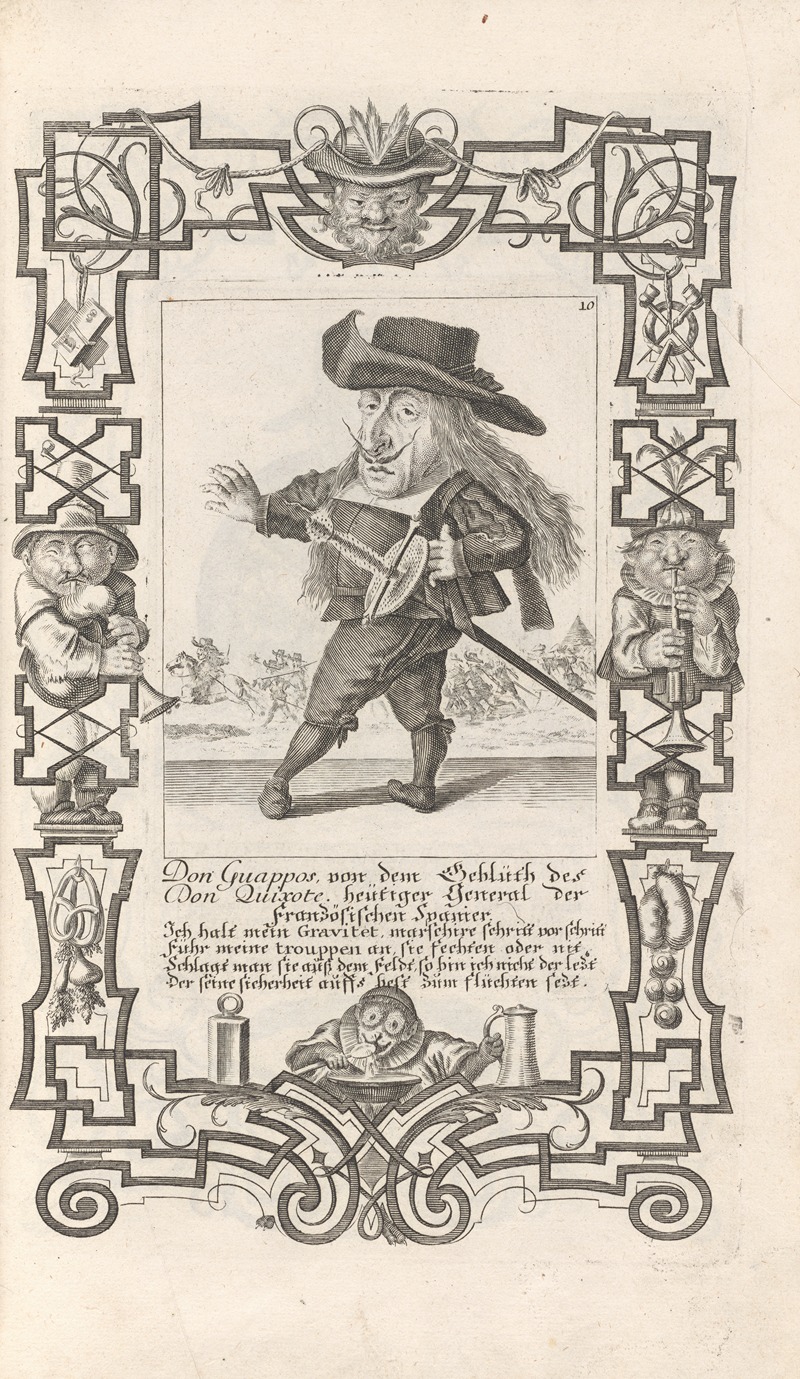 Elias Baeck - Don Guappos, von dem Geblüth des Don Quixote, heutiger General der Französischen Spanier, Pl. 10