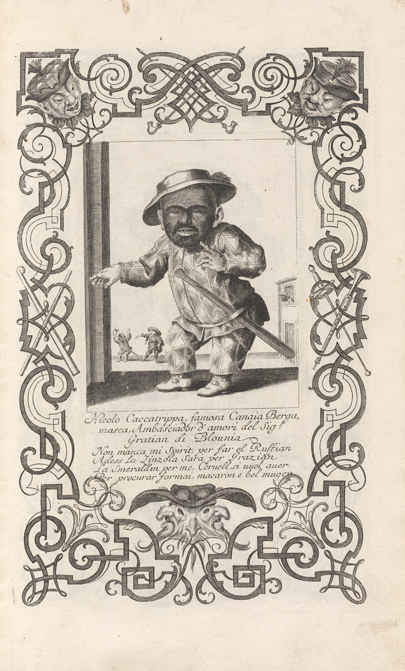 Elias Baeck - Nicolo Caccatrippa, famosa Canaia Bergamasca, Ambasciador d’amori del Sig. Gratian di Blounia, Pl. 35