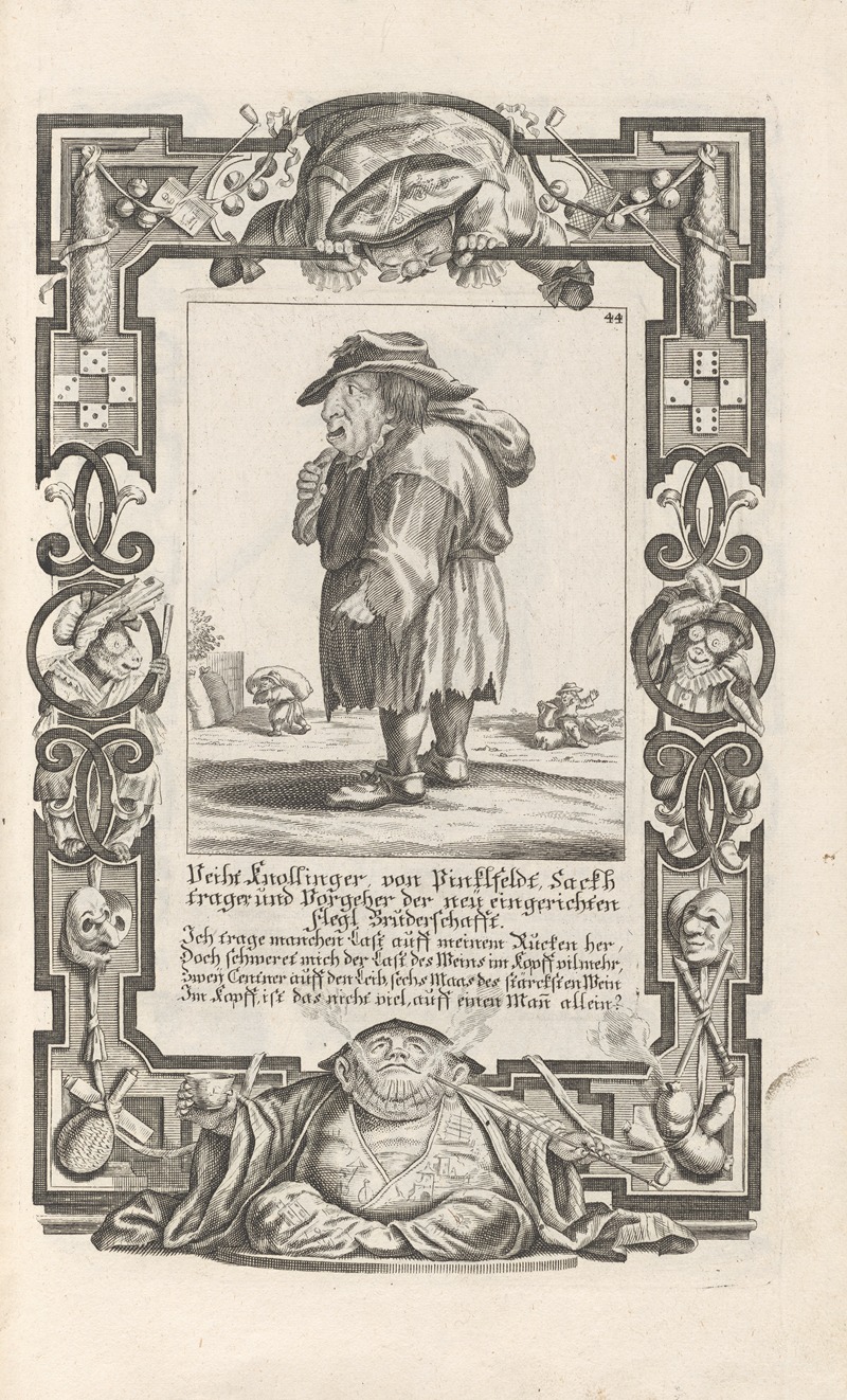 Elias Baeck - Veith Knollinger von Pinkfeldt, Sackhtrager und Vorgeher der neu eingerichten Flegl Bruderschafft, Pl. 44