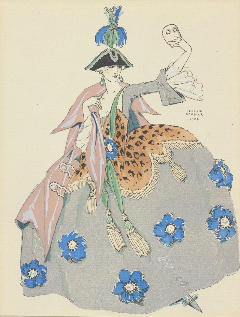 George Barbier - Costume design drawing for Une Ombre in La Derniere Nuit de Don Juan