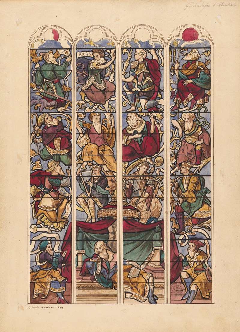 Achille Devéria - Study for Four Stained Glass Windows ‘Généalogie d’Abraham’