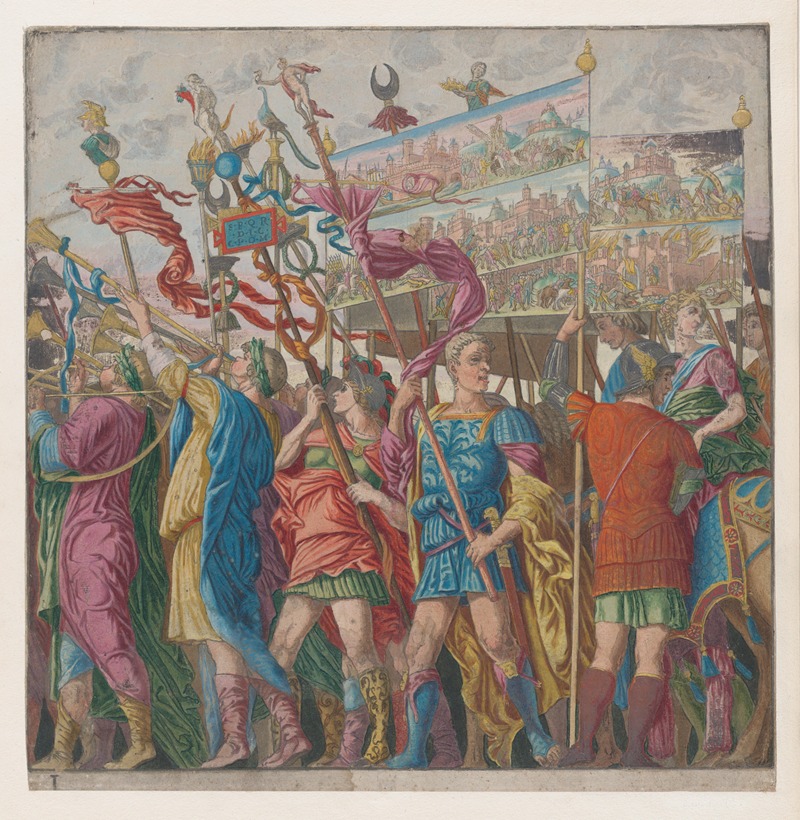 Andrea Mantegna - Soldiers carrying banners depicting Julius Caesar’s triumphant military exploits