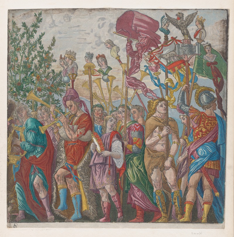 Andrea Mantegna - Procession of Musicians and others holding standards