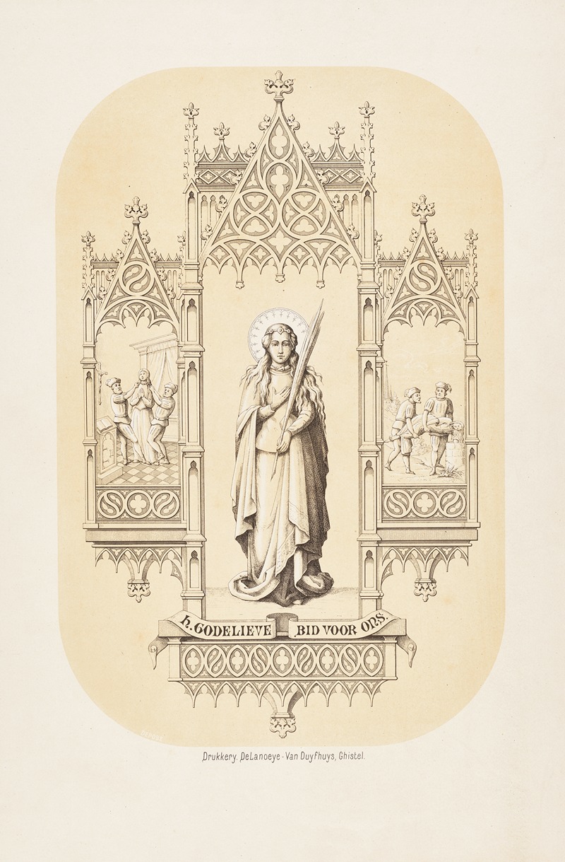 Anonymous - Religious print of Saint Godelieve