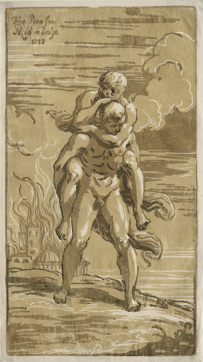 Anton Maria Zanetti the Elder - Eneas Carrying Anchises, his Father, from the Burning of Troy