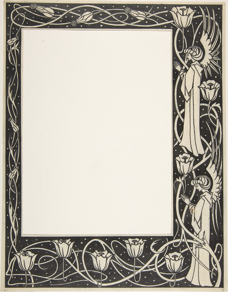 Aubrey Vincent Beardsley - Praying Angels and Poppies (Border Design for Thomas Malory, ‘Le Morte d’Arthur’)