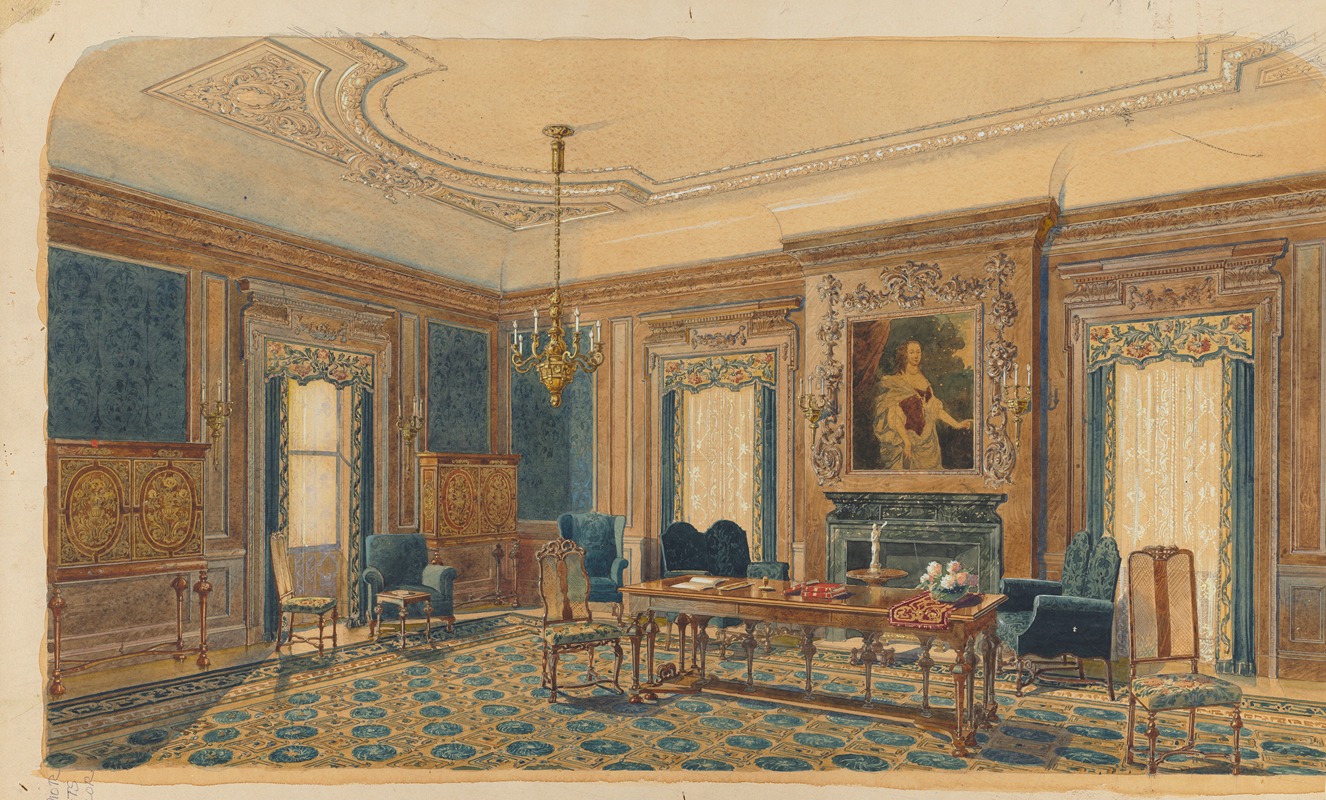 August Frederick Biehle, Sr. - Sketch of Interior Design