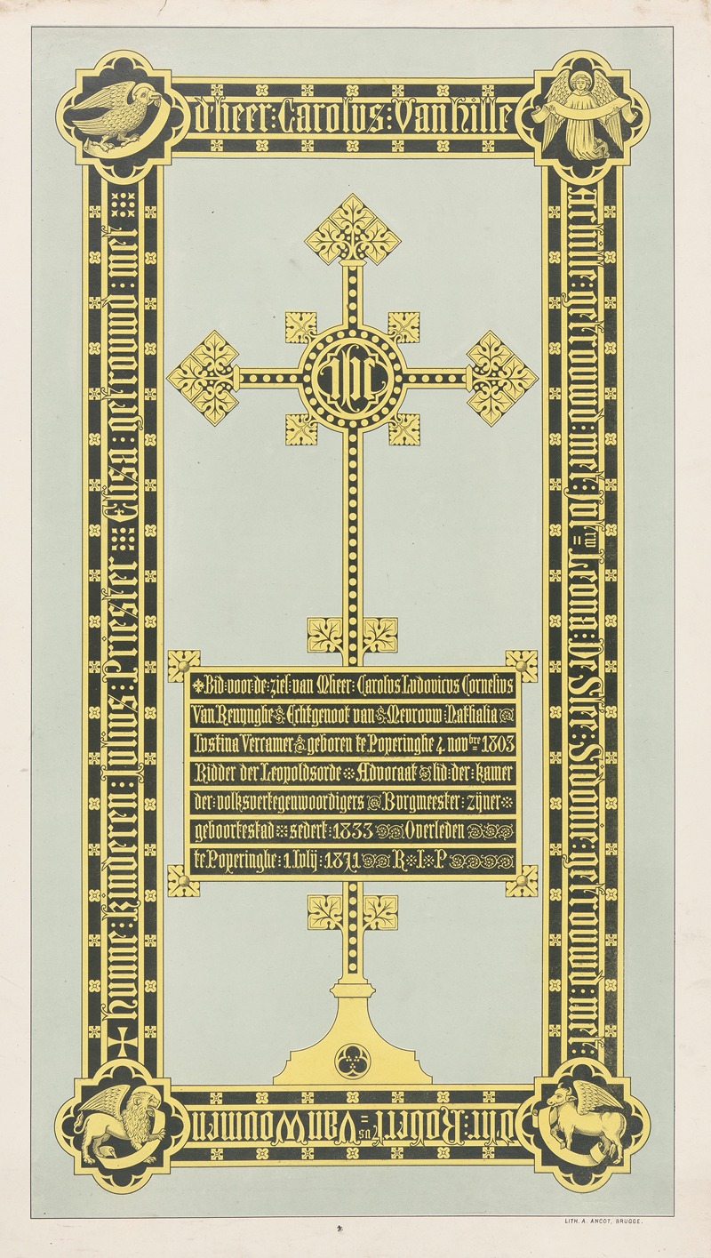 Auguste Ancot - Grave plate of Charles-Louis Van Renynghe