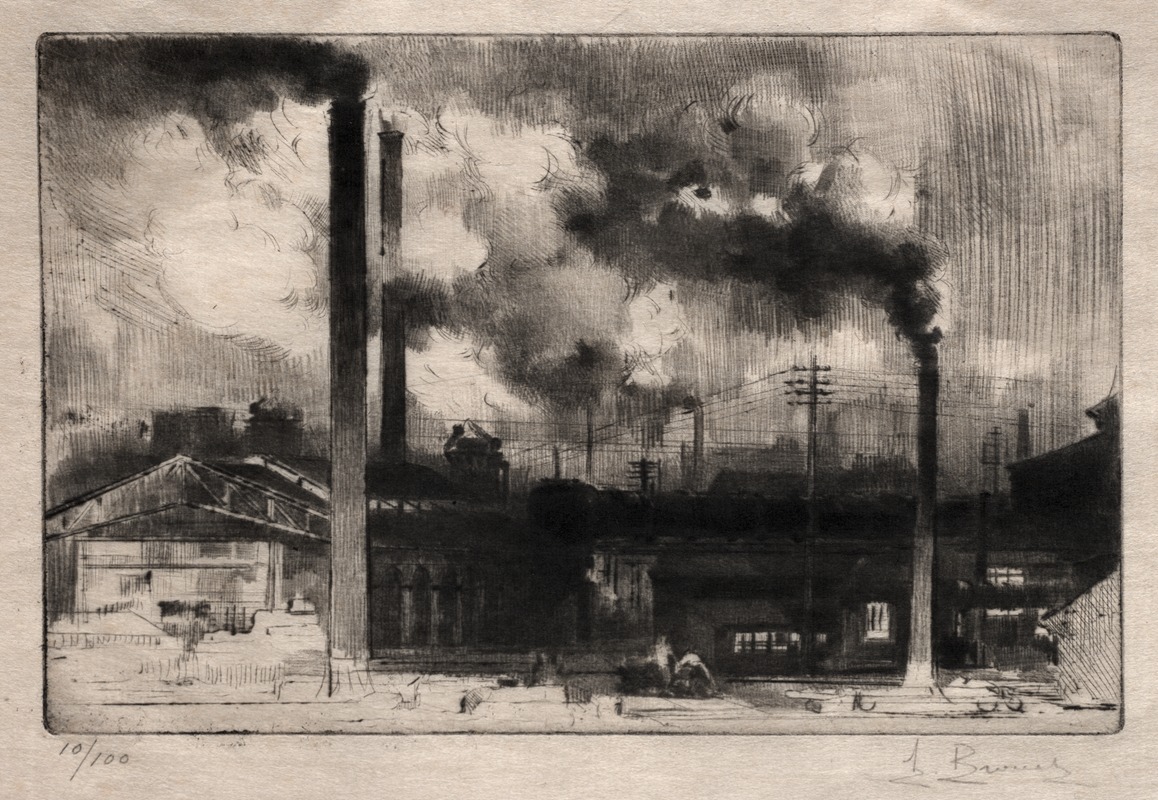 Auguste Brouet - At the Creusot Works The Smokestacks