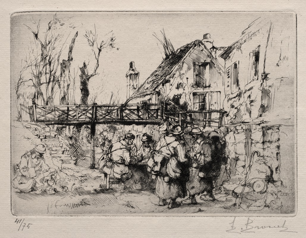 Auguste Brouet - The Halt at the Village