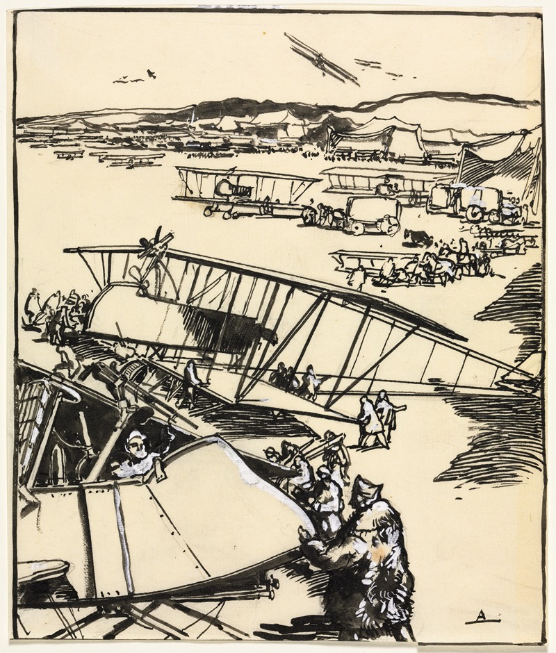 Auguste Louis Lepère - Avions reposant sur le terrain