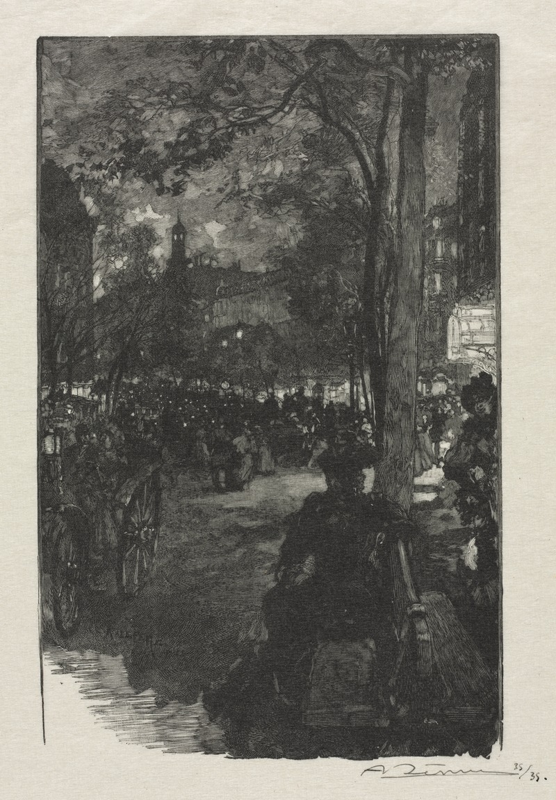 Auguste Louis Lepère - Boulevard Montmartre, Evening