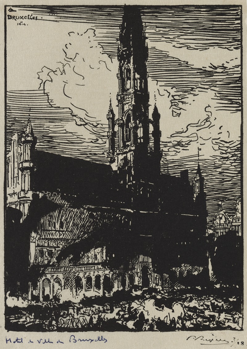 Auguste Louis Lepère - Hôtel de Ville de Bruxelles en feu