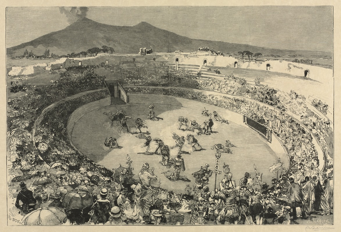 Auguste Louis Lepère - Italy. The Festival of Pompei, The circus of gladiators