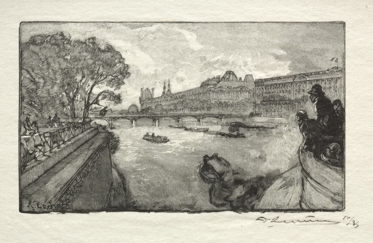 Auguste Louis Lepère - Le Louvre, vu du Pont Neuf