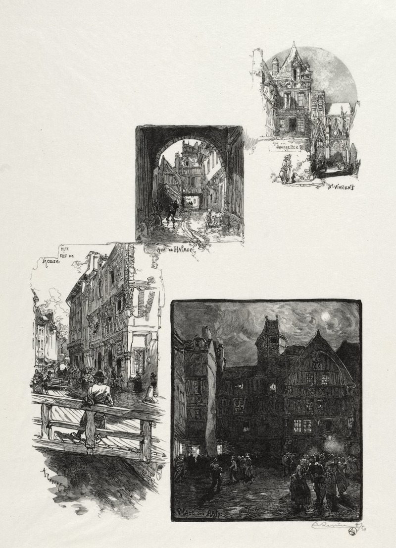 Auguste Louis Lepère - Rue des Charretes; Rue de Halage; Rue Eau de Robec; Place des Arts