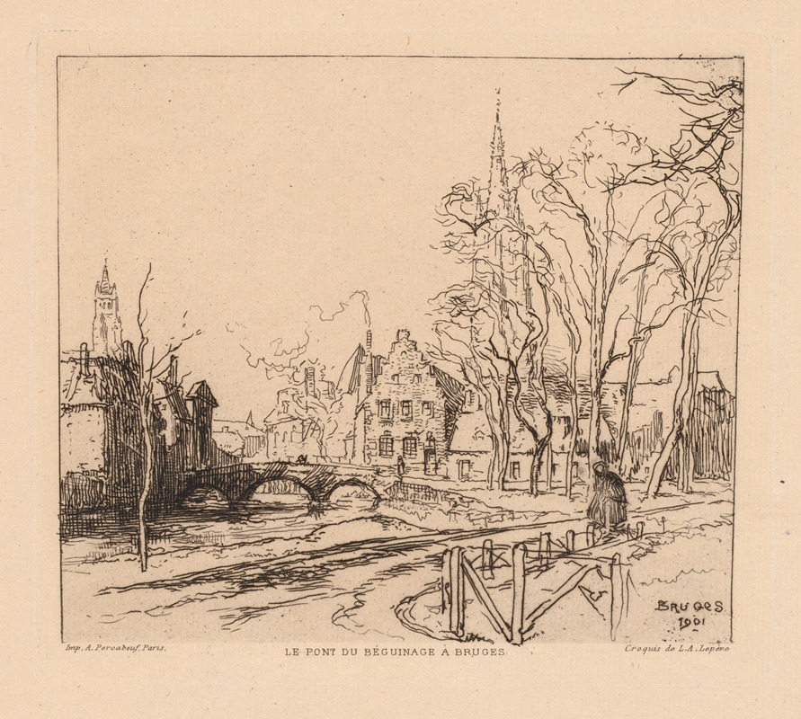 Auguste Louis Lepère - The Béguinage Bridge in Bruges (La Pont du Beguinage à Bruges)