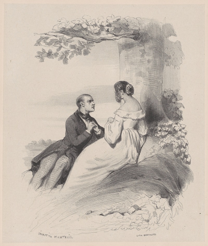 Celestin Nanteuil - Man Proposing to a Woman whose Face is Hidden by Hair