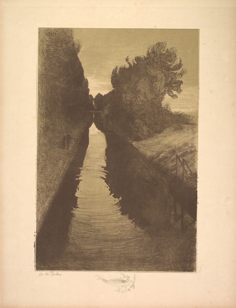 Charles Marie Dulac - Landscape, Plate 1, Remarque, A Fish