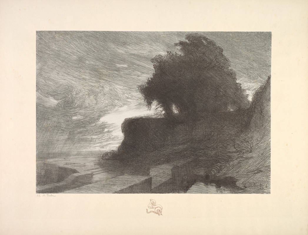 Charles Marie Dulac - Landscape, Plate 4, Remarque, Snake