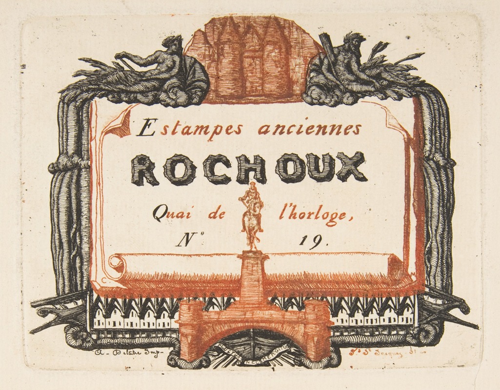 Charles Meryon - Address-card of the printseller, Rochoux