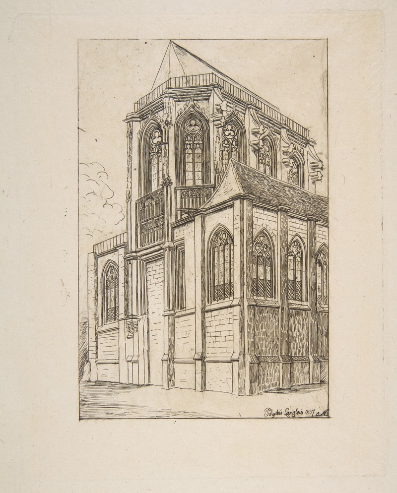 Charles Meryon - Chevet de St. Martin-sur-Renelle (The apse of the Church of St. Martin-sur-Renelle, Paris, after Langlois)