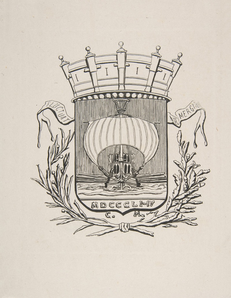 Charles Meryon - Coat-of-Arms Symbolic of the City of Paris with the motto; It Rocks But Does Not Sink