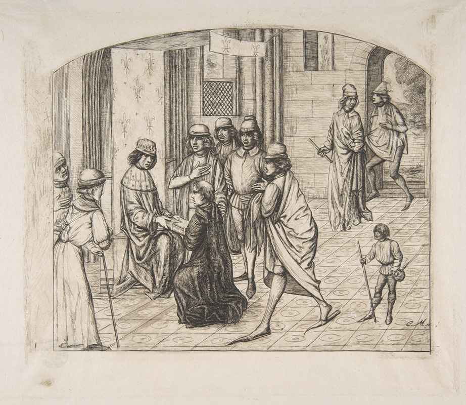 Charles Meryon - The printer Valère Maxime being presented to King Louis XI