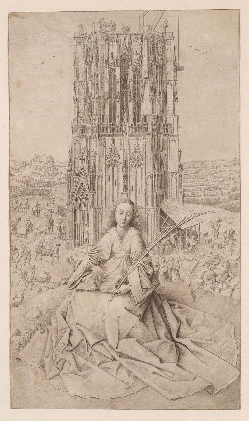 Cornelis van Noorde - Saint Barbara, Seated Before her Tower