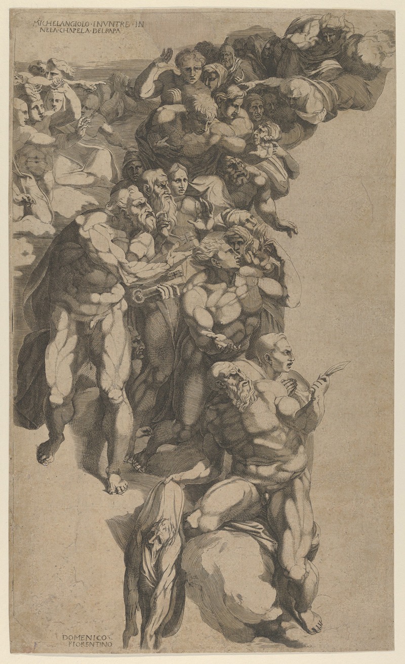 Domenico del Barbiere - Group from Last Judgment, St. Bartholomew, St. Peter, and other Apostles