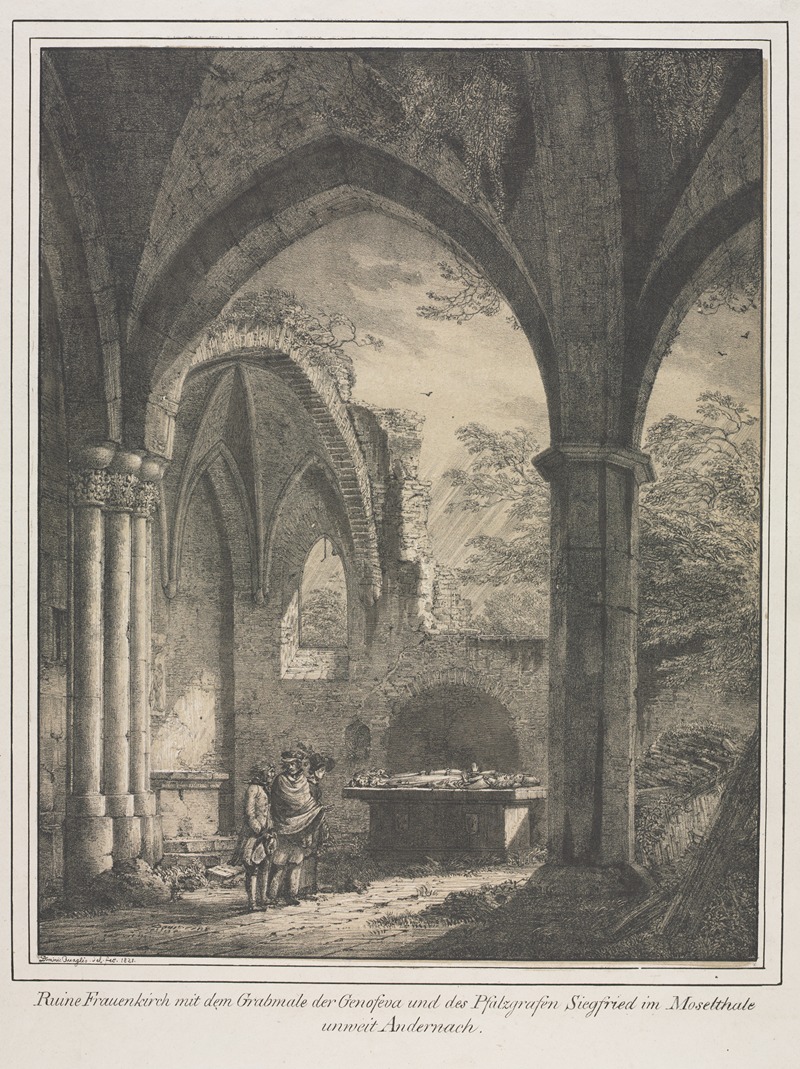 Domenico Quaglio - Ruins of the Church of the Virgin with the Tomb of Genevieve and Siegfried, Count Palatine of the Rhine, in the Moselle Valley near Andernack