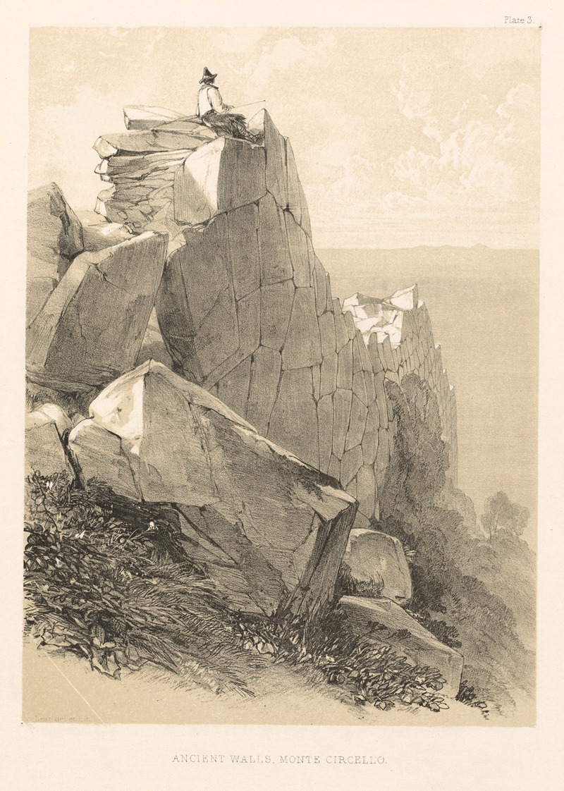 Edward Lear - Ancient Walls, Monte Circello