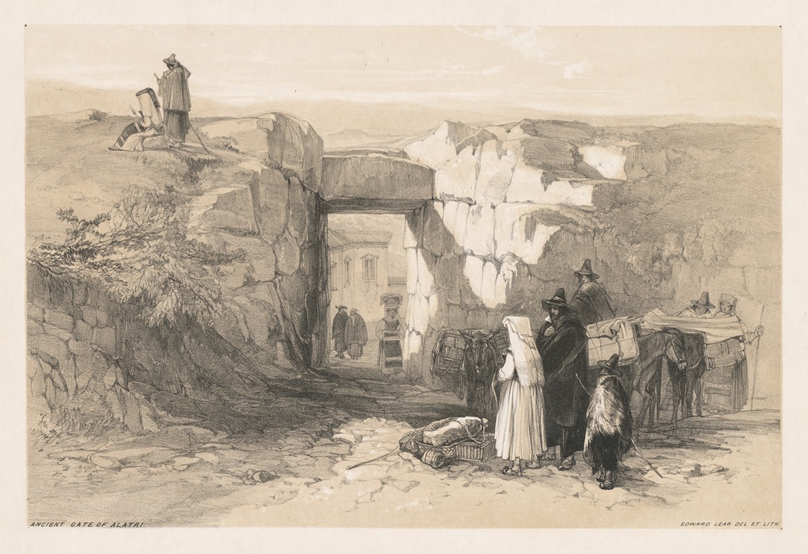 Edward Lear - Views of Rome and Its Environs; Ancient Gate of Alatri