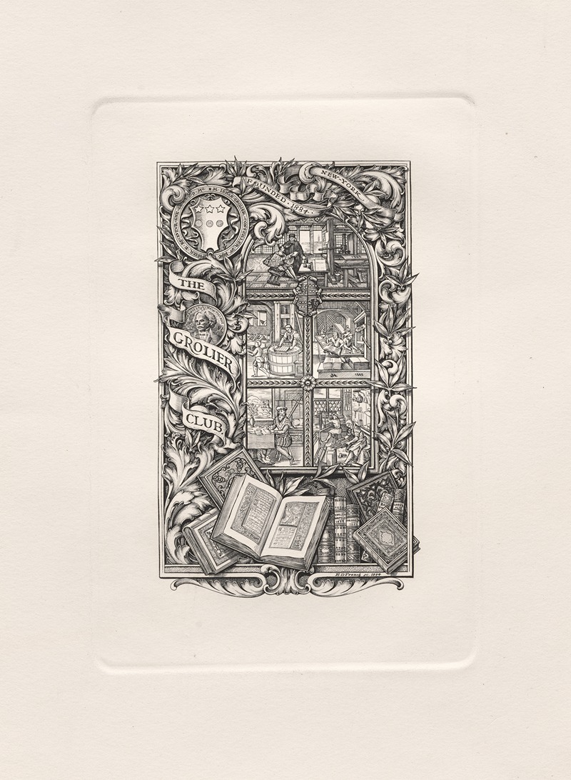 Edwin Davis French - Bookplate for the Grolier Club