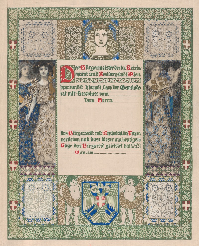 Erwin Puchinger - Design for a certificate of citizenship, awarded by the city of Vienna 2