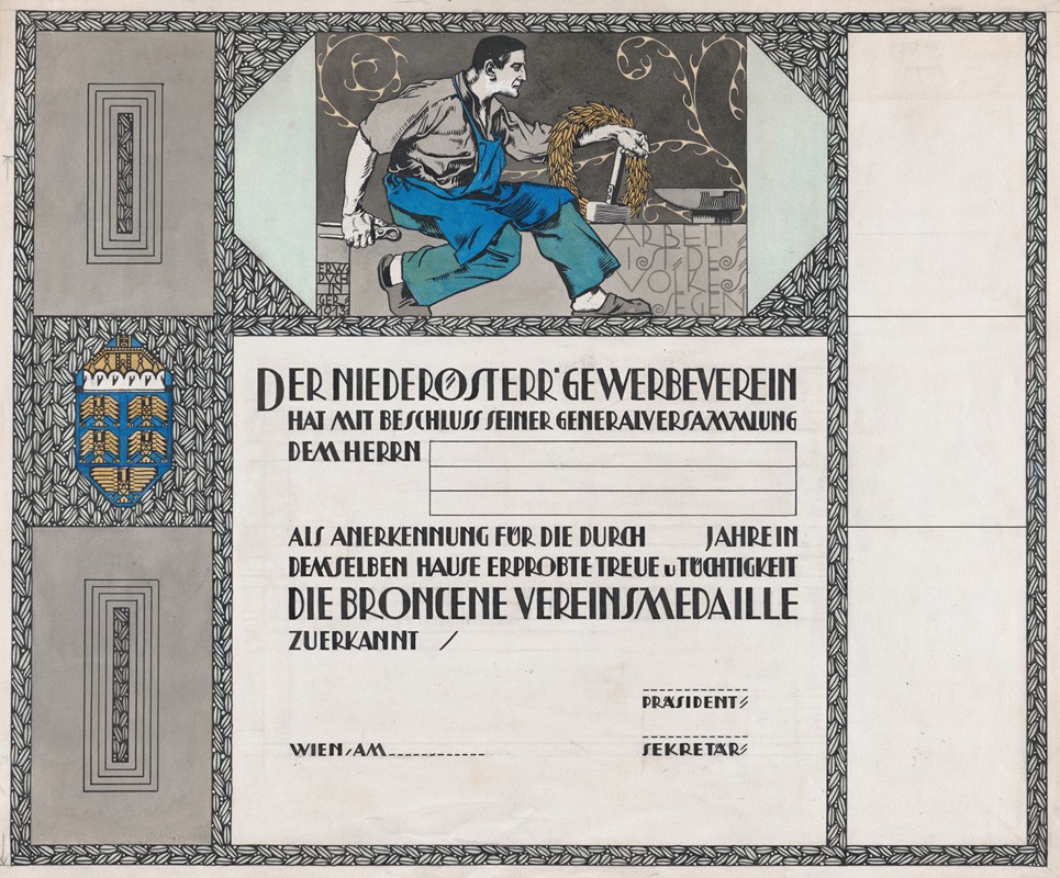 Erwin Puchinger - Design for a certificate of citizenship, awarded by the city of Vienna.