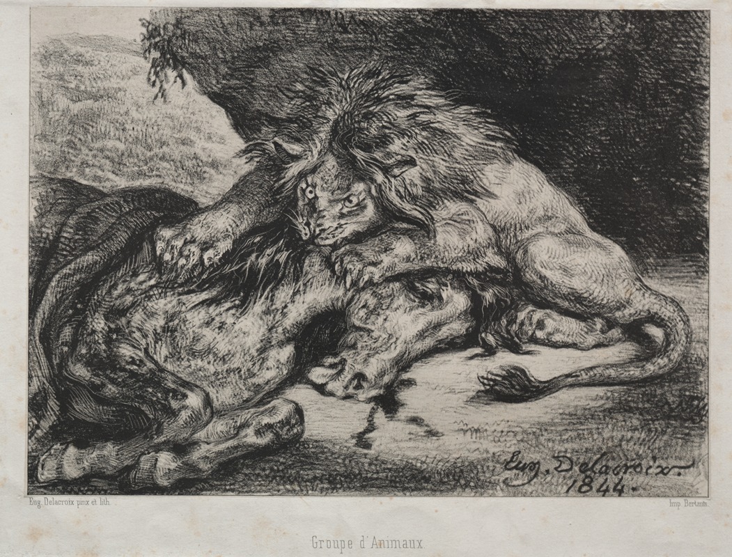 Eugène Delacroix - Lion Devouring a Horse