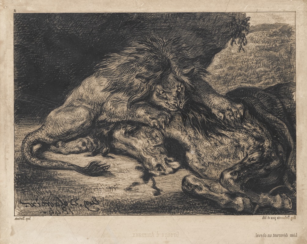 Eugène Delacroix - Lion Devouring a Horse