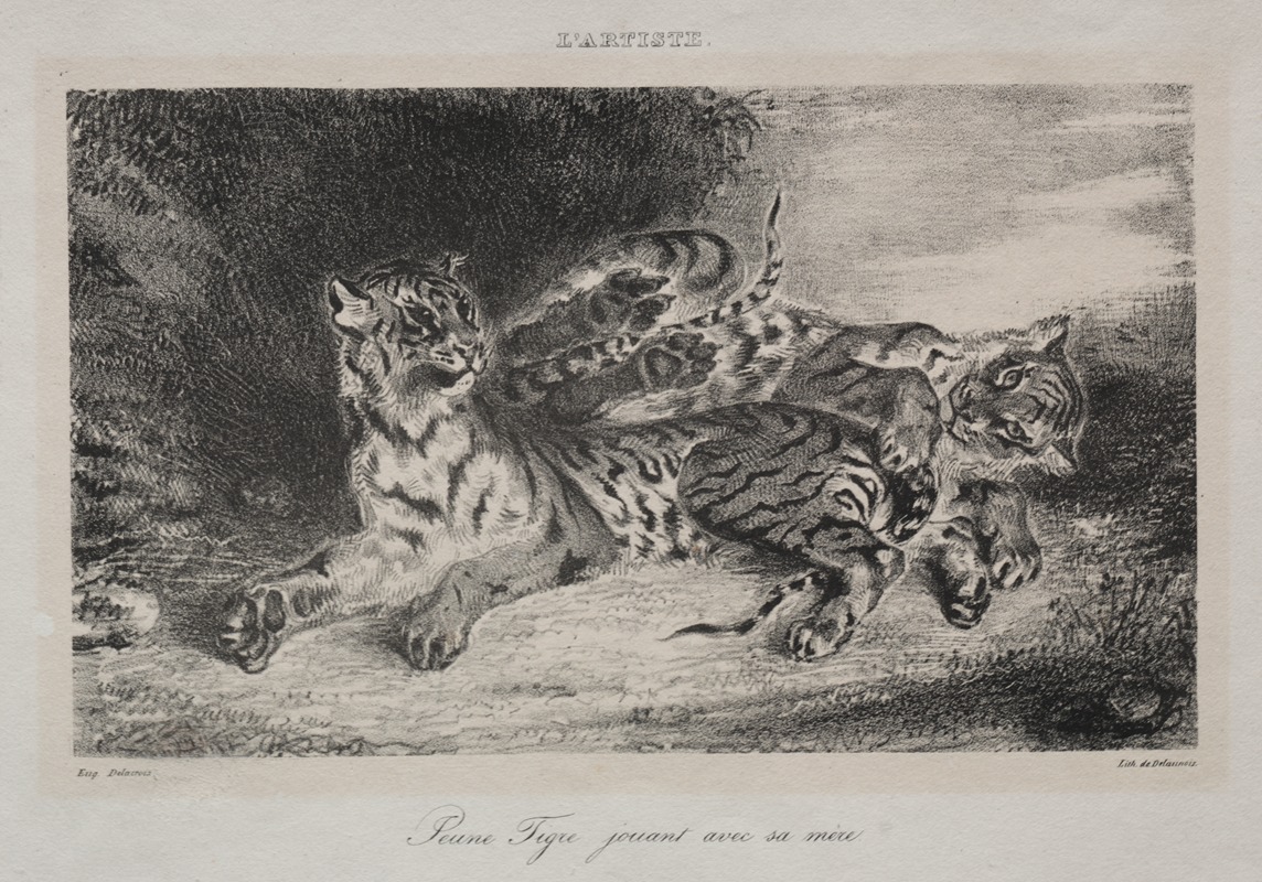 Eugène Delacroix - Young Tiger Playing with its Mother