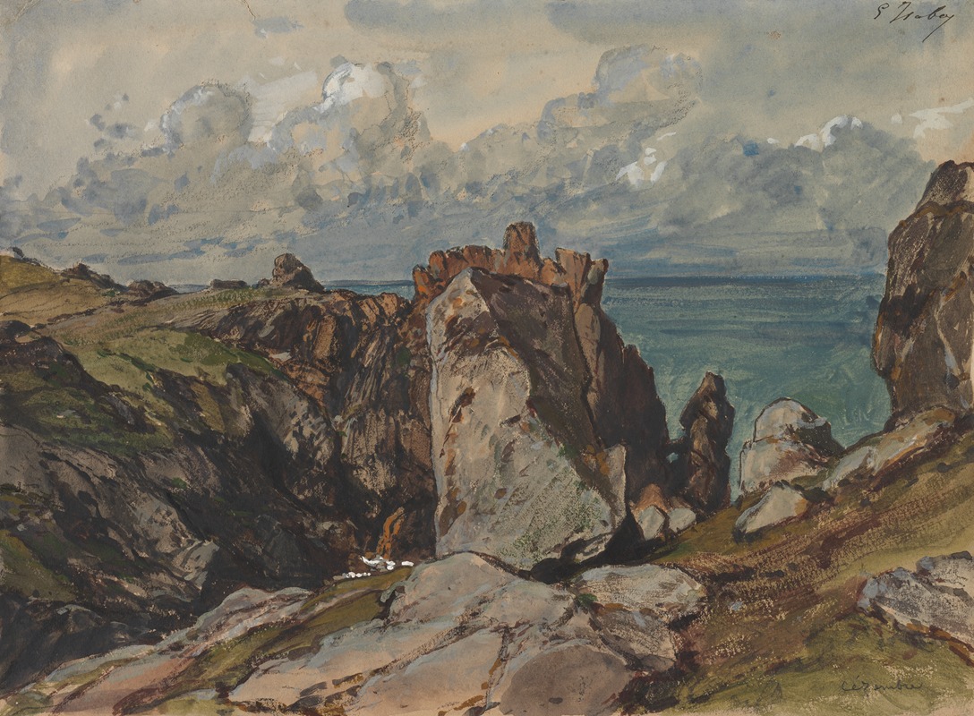 Eugène Isabey - Cliffs by the Sea at Cézembre, Brittany